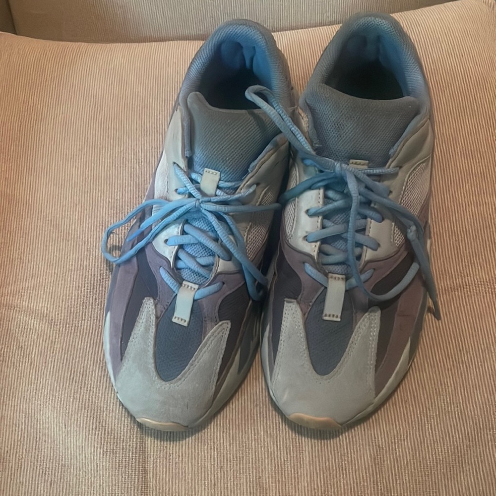 Yeezy wave runners in the coveted blue color way.